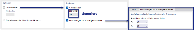 Optionen für Bodenmassivtyp Bohrprofile