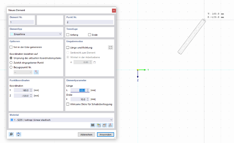Element grafisch setzen