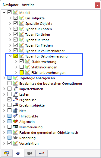 Anzeige der Stabbewehrung