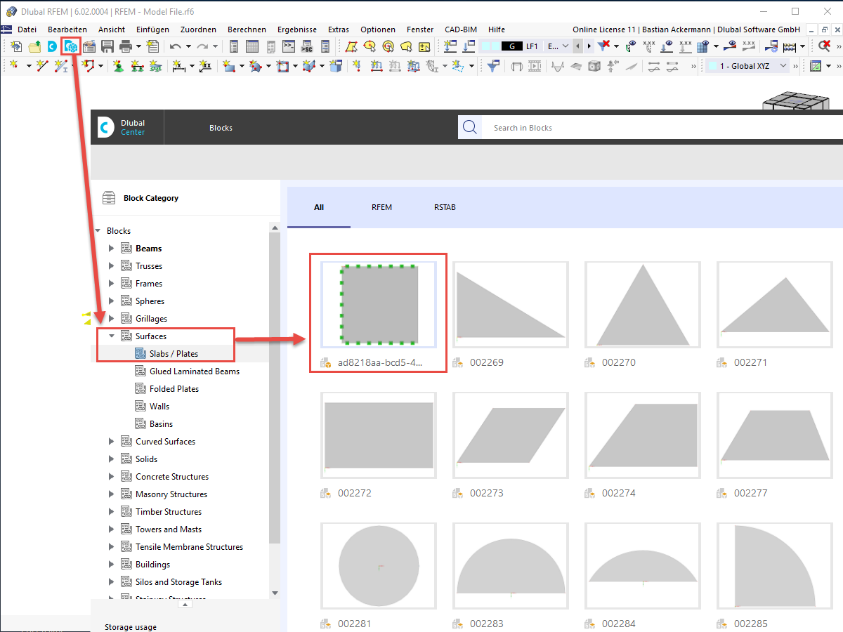 FAQ 005231 | Wie können in RFEM 6 / RSTAB 9 Blöcke erstellt und geöffnet werden?
