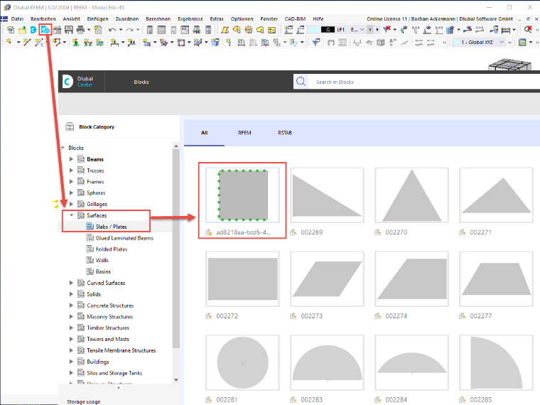FAQ 005231 | Wie können in RFEM 6 / RSTAB 9 Blöcke erstellt und geöffnet werden?