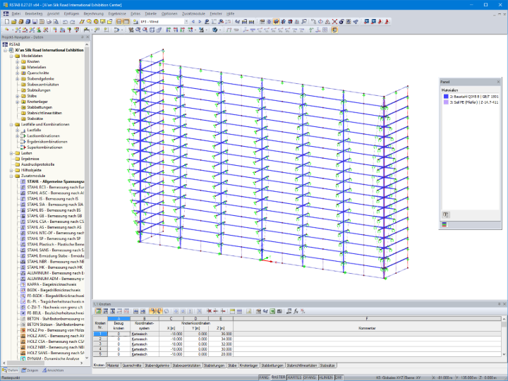 3D-Modell der Stahl-Glas-Fassade in RSTAB (© SuP Ingenieure GmbH)