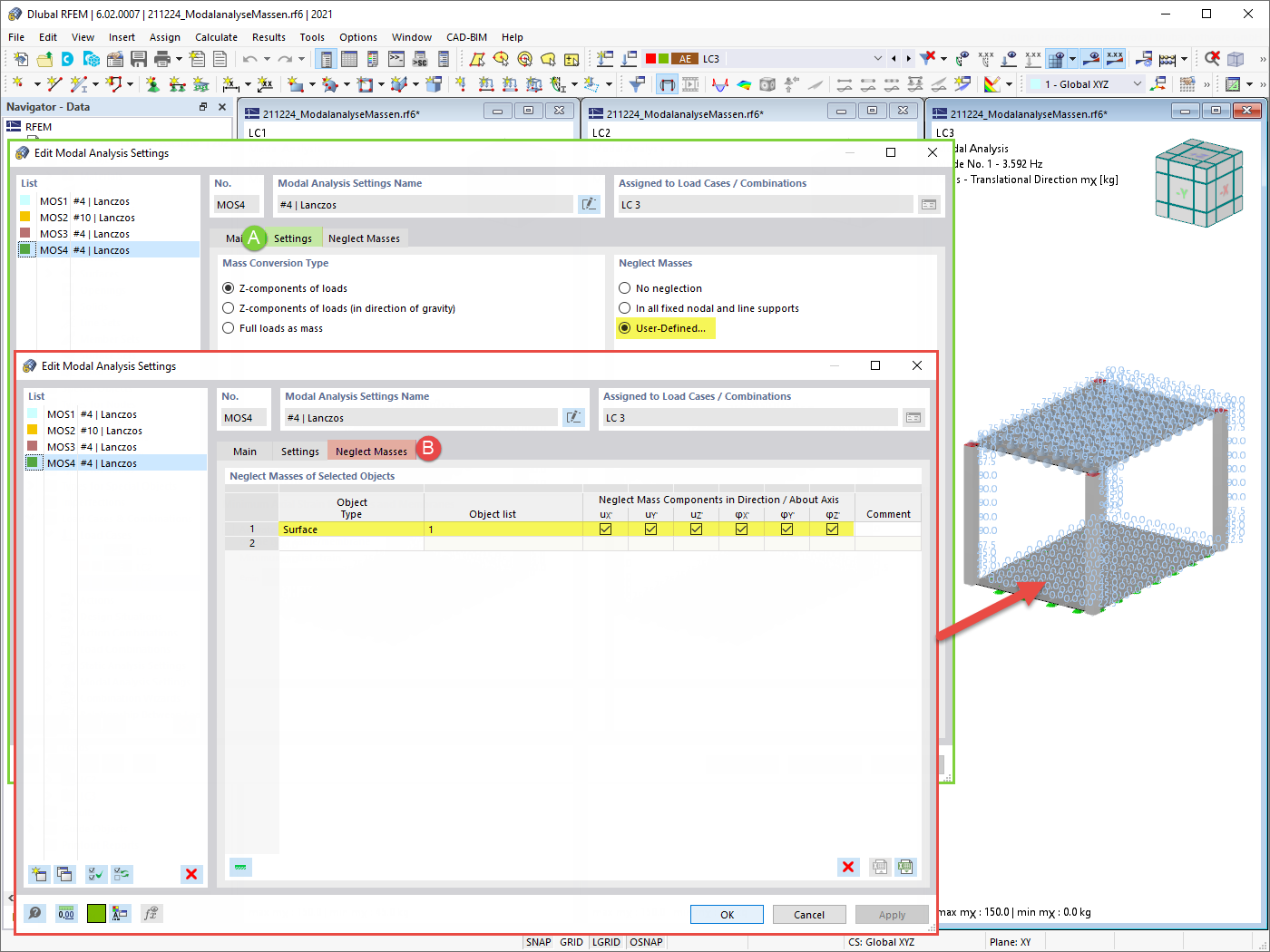 Massen in RFEM 6/RSTAB 9 vernachlässigen