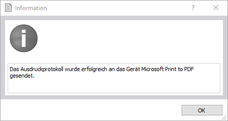 Information nach Ausgabe auf Drucker