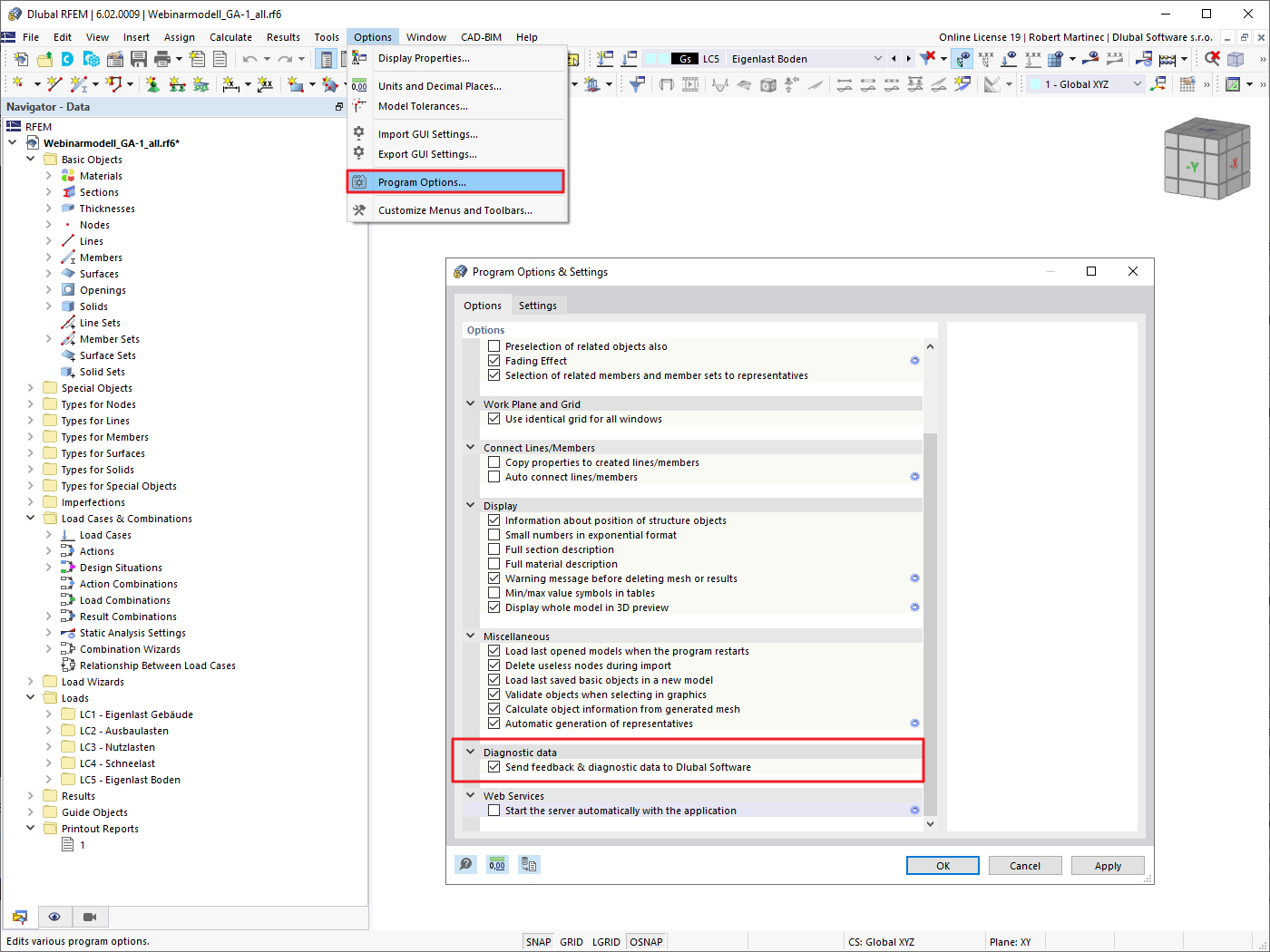 FAQ 005257 | Ich arbeite derzeit im Ausland und muss mich manchmal gegen hohe Gebühren mit mobilen Daten in das Programm einloggen. Wie hoch ist der Datenverbrauch beim Betrieb von RFEM?