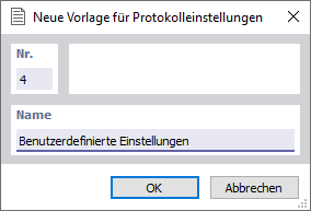 Einstellungen als Vorlage speichern