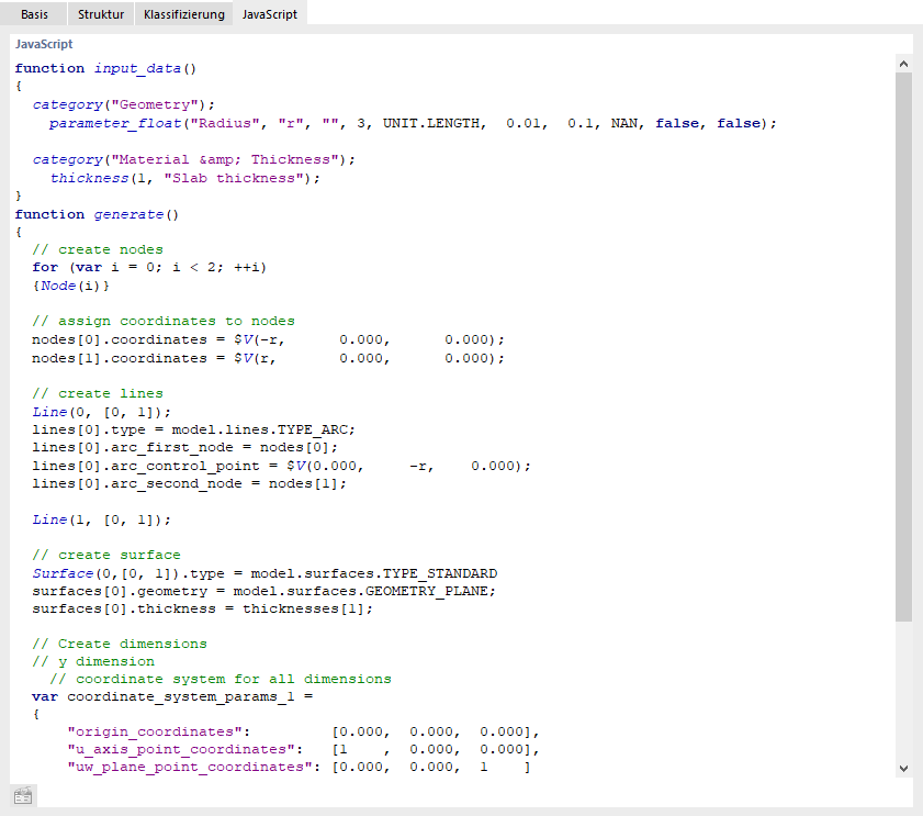 JavaScript-Parameter eines Blocks