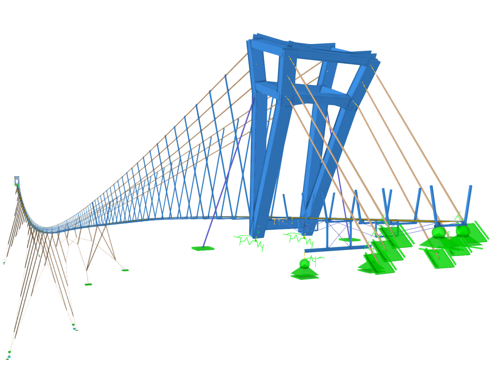 Pylon der Fußgänger-Hängebrücke