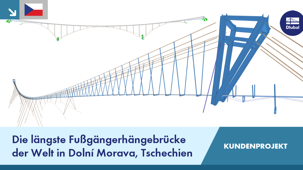 Längste Hängebrücke der Welt ohne Stützpfeiler, die Berge in Dolní Morava verbindet