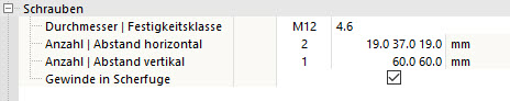Schraubeneinstellungen