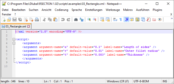 XML-Skript der Eingabemaske