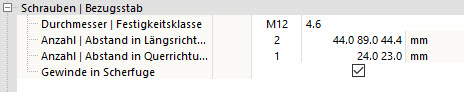Schraubeneinstellungen am Bezugsstab