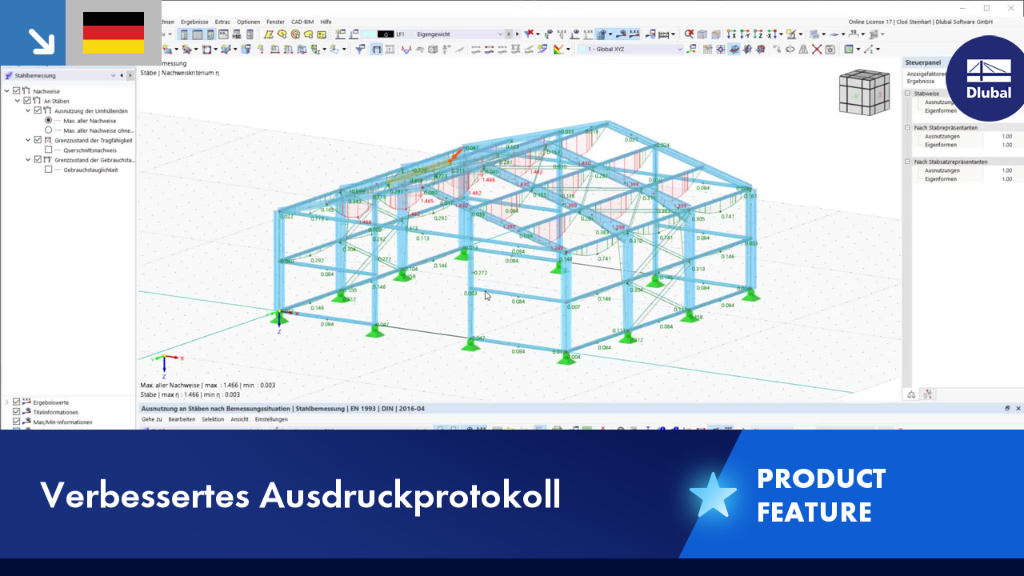 Erstellung eines detaillierten Ausdruckprotokolls mit verbesserten Optionen zur Dokumentation und Analyse.