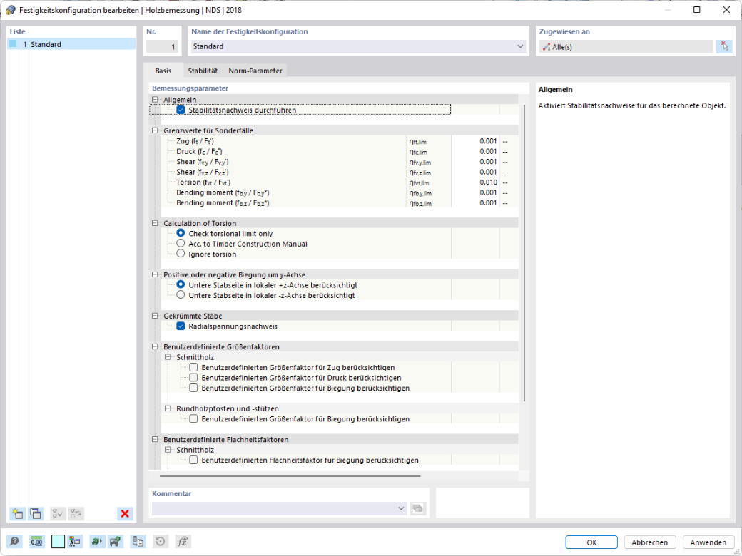 Feature 002496 | Torsionsbemessung nach US-Norm ANSI/AWC NDS NDS