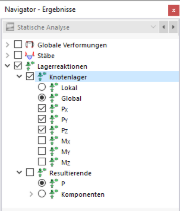 Knotenlagerergebnisse im Navigator auswählen