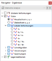 Lokale Stabverformungen im Navigator auswählen