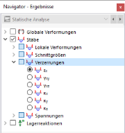 Stabverzerrungen im Navigator auswählen