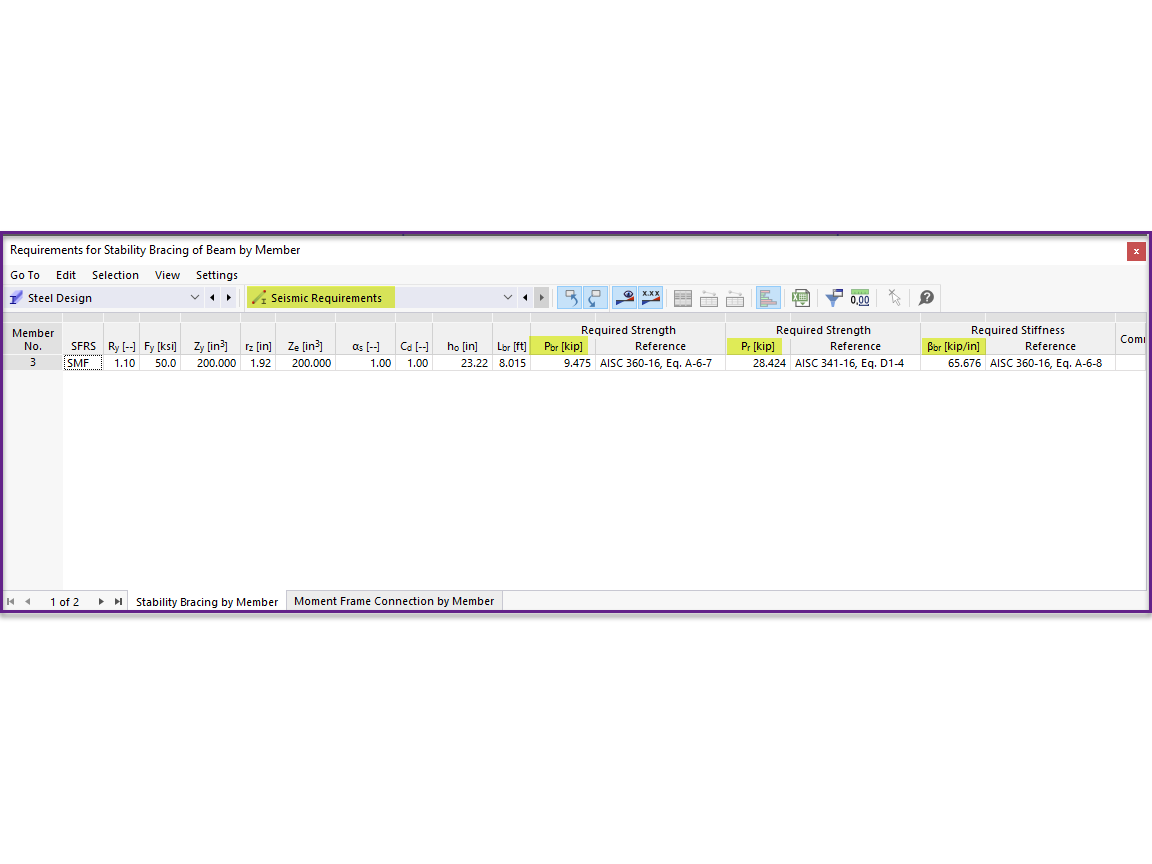KB 001767 | Biegesteifer Rahmen - Stabbemessung nach AISC 341-16 in RFEM 6