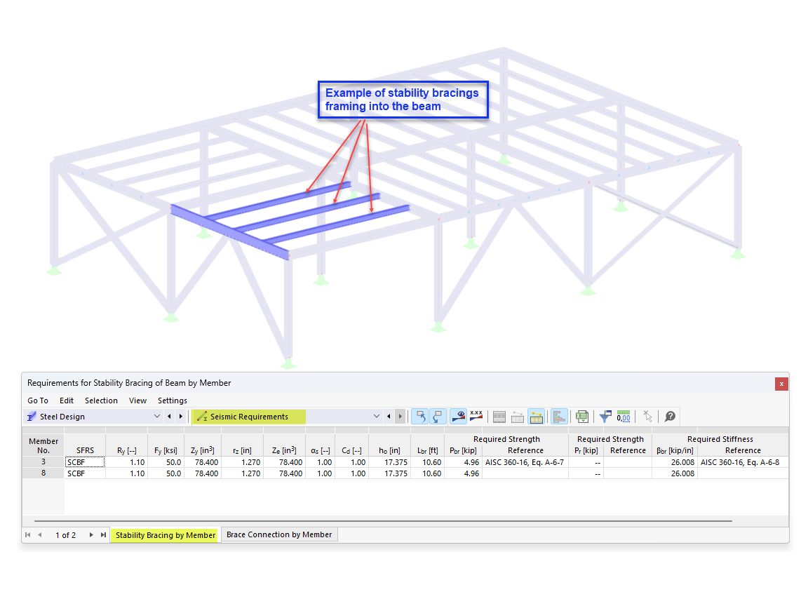 KB 001775 | Bemessung von ausgesteiften Rahmen nach AISC 341-16 in RFEM 6