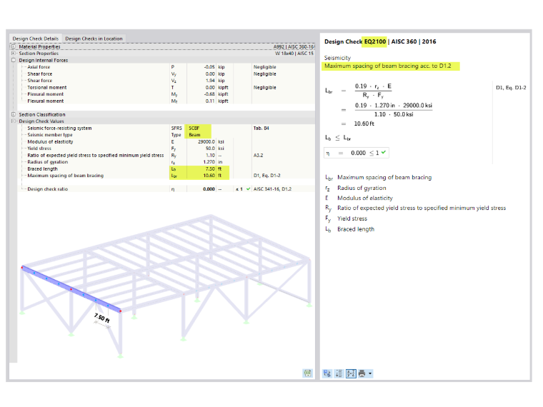 KB 001775 | Bemessung von ausgesteiften Rahmen nach AISC 341-16 in RFEM 6