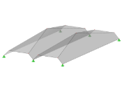 Modell-ID 527 | 034-FPL106-a | Prismatische Faltwerksysteme. Fläche mit konischer Faltung. Durchlaufendes Falzprofil mit einer durch Schrägebene geschnittenen Oberkante