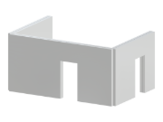 Beton-U-förmiger Wandquerschnitt mit drei Türöffnungen, als tragendes Element ausgeführt.