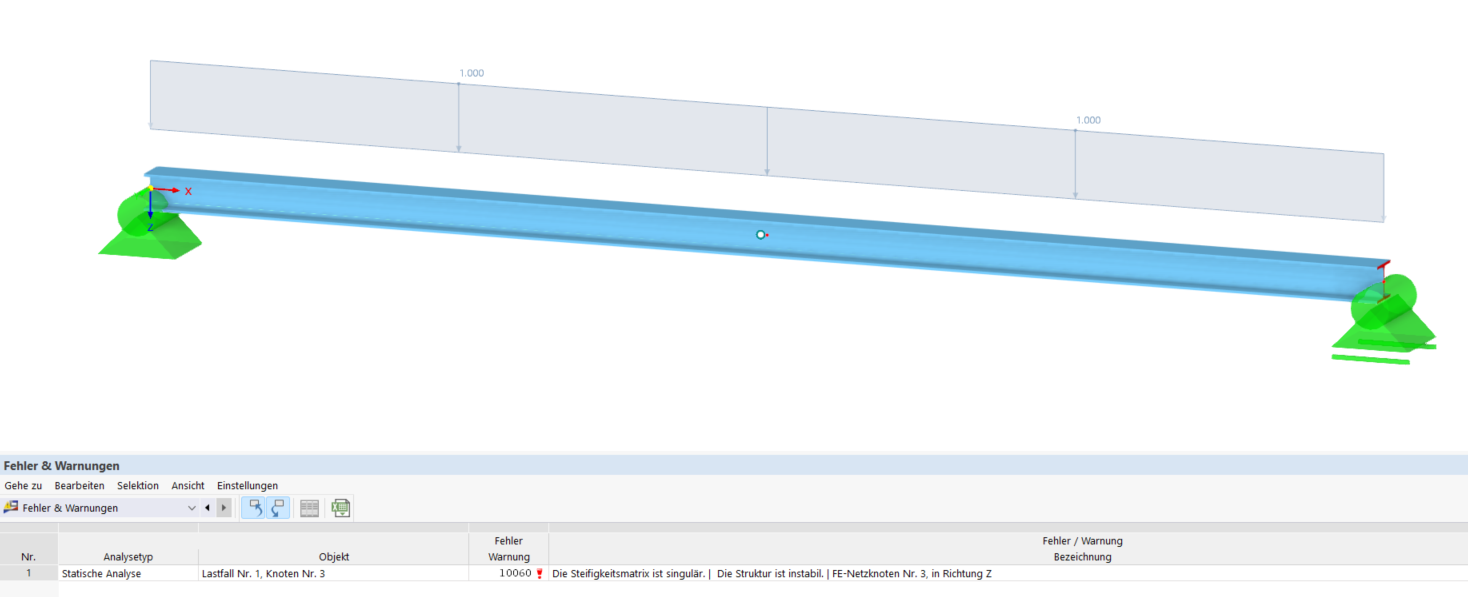 FAQ 005345 | Mein Modell in RFEM6 / RStab9 ist instabil. Was könnte die Ursache sein?