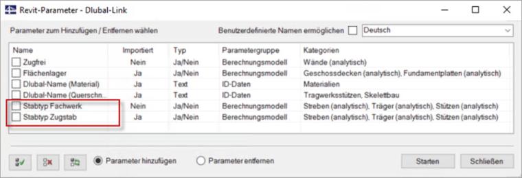 Dlubal-Parameter in Autodesk Revit