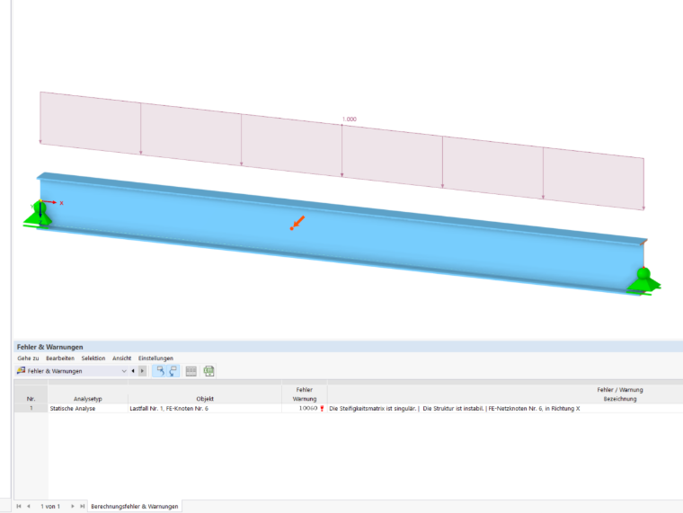 FAQ 005345 | Mein Modell in RFEM6 / RStab9 ist instabil. Was könnte die Ursache sein?