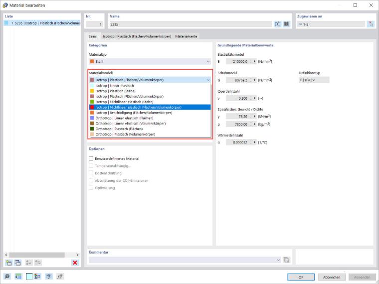 Materialmodelle in RFEM 6