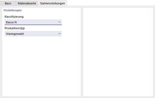 Stahleinstellungen