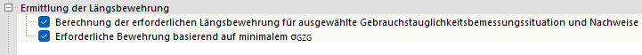Ermittlung der Längsbewehrung für Gebrauchstauglichkeitsnachweis