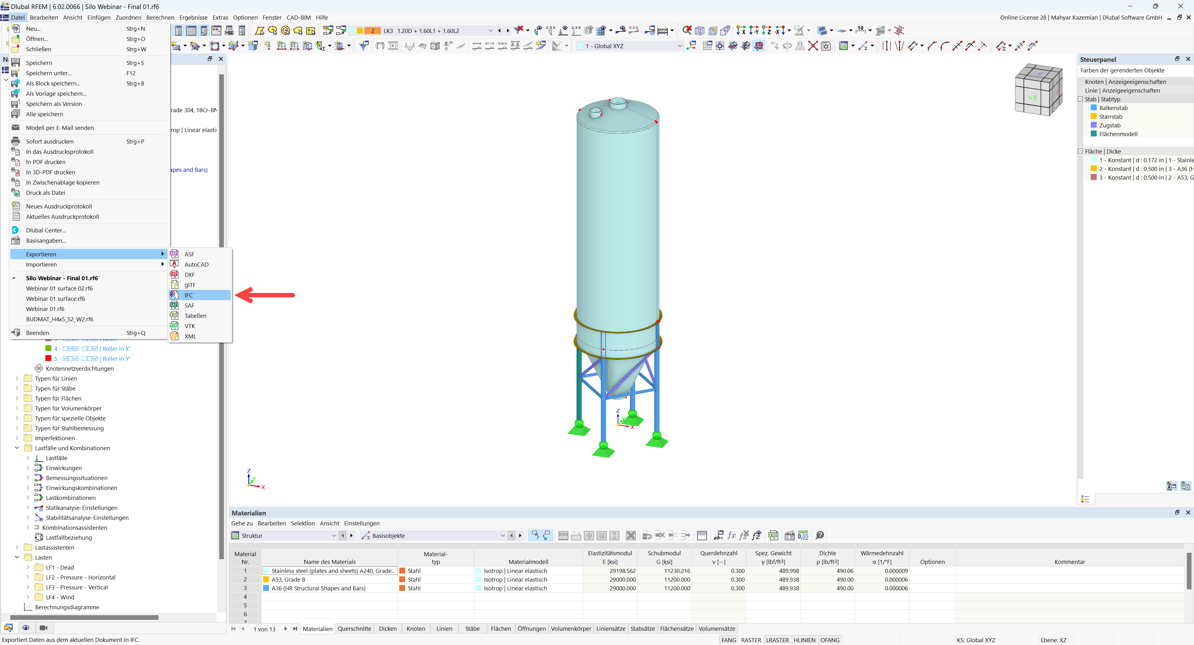 IFC-Format aus RFEM exportieren