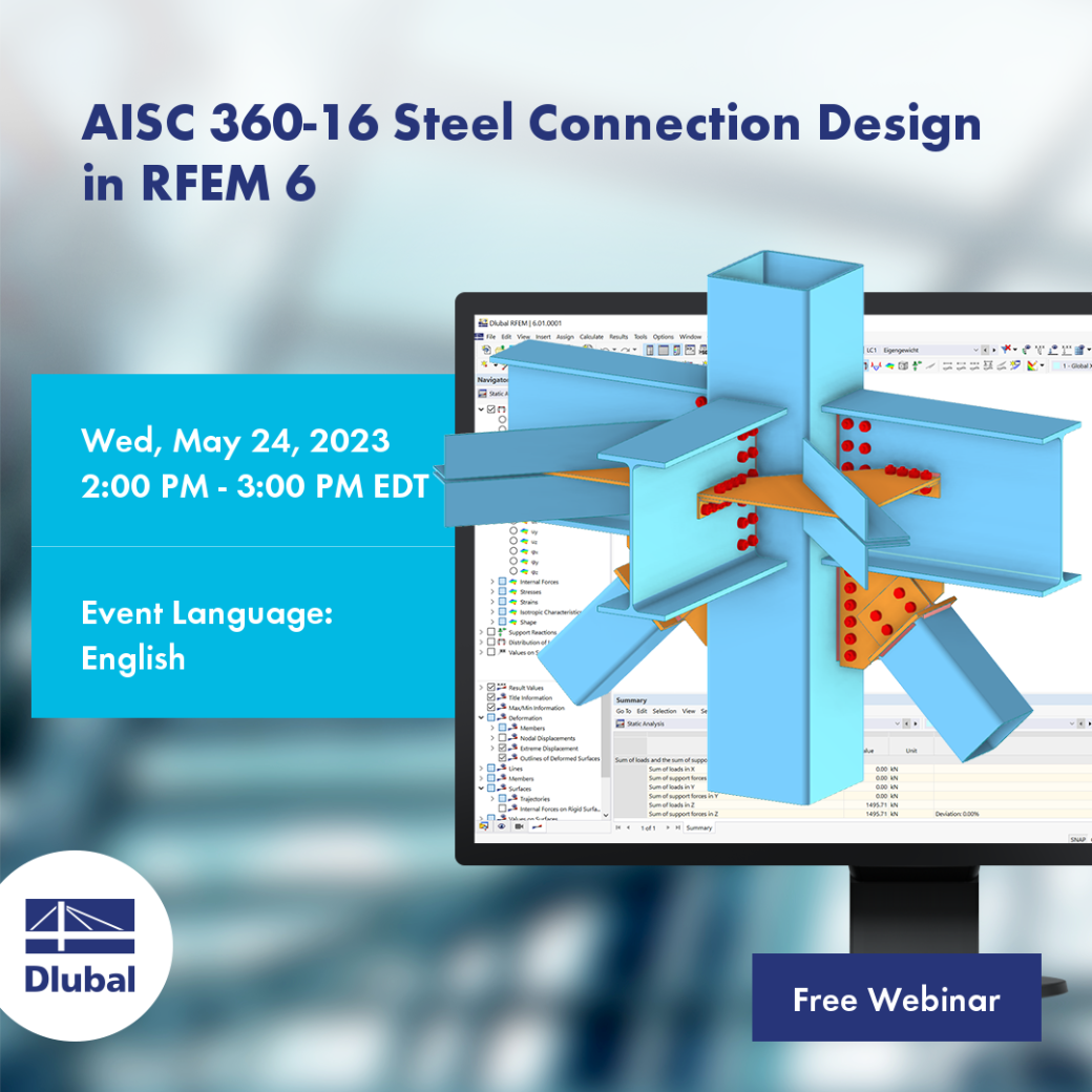 Bemessung von Stahlanschlüssen nach AISC 360-16 in RFEM 6