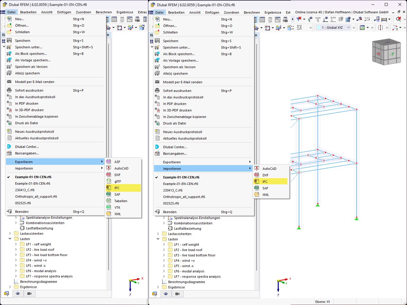 FAQ 005373 | Wie kann ich in RFEM 6 / RSTAB 9 eine IFC Datei exportieren oder importieren?