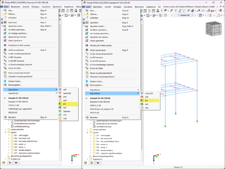 FAQ 005373 | Wie kann ich in RFEM 6 / RSTAB 9 eine IFC Datei exportieren oder importieren?