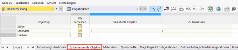 Zu bemessende Objekte
