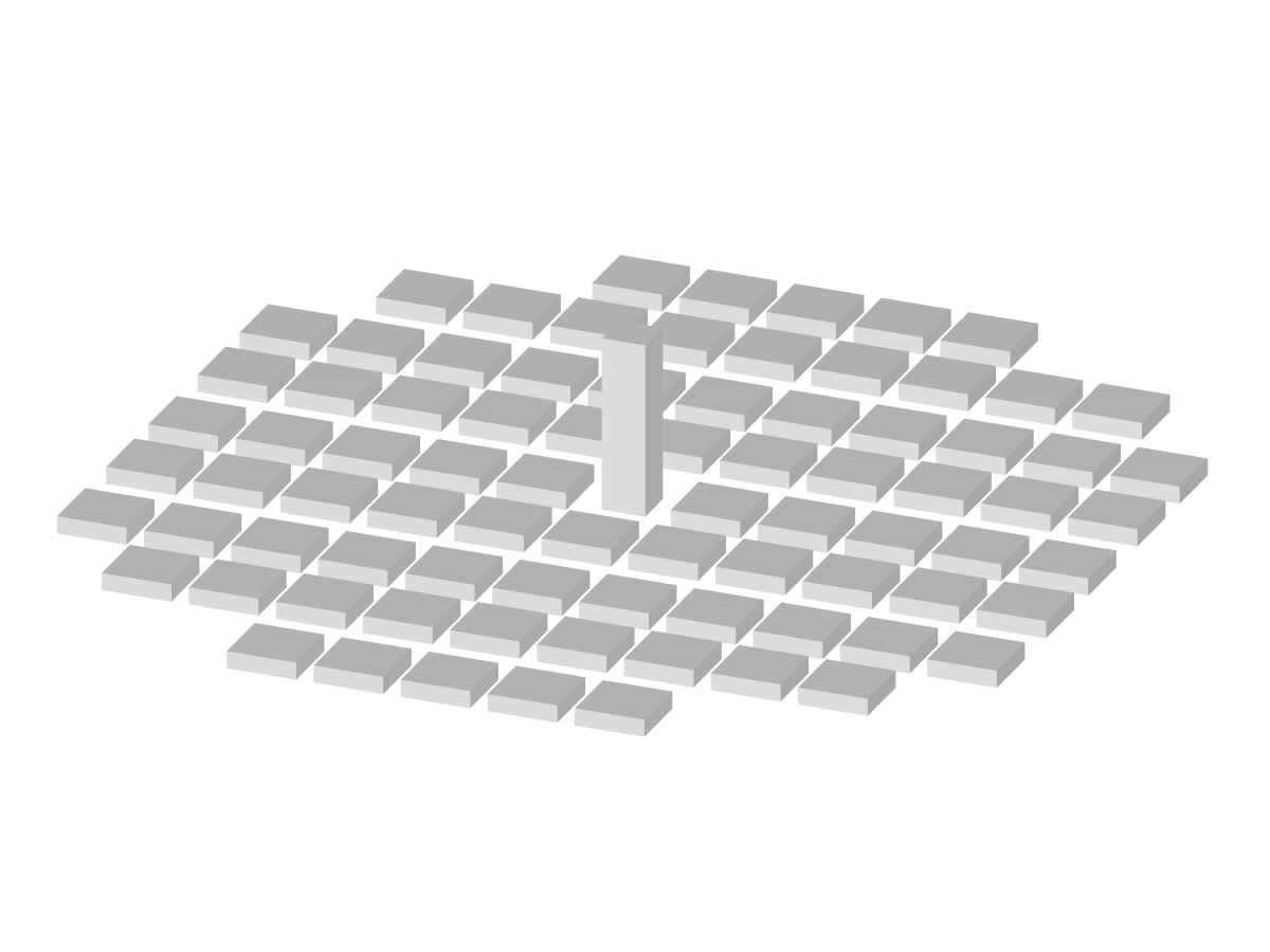 Model 004148 | AIJ Bechmarks Beispiel D - hohes Gebäude umgeben von (uniformen) Häuserblöcken