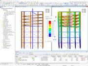Modell und Verformungsbild des Turms in RFEM