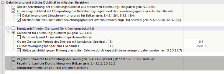 Erdbebenkonfiguration - Ausreichende Krümmungsduktilität