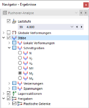 Stabschnittgrößen im Navigator auswählen