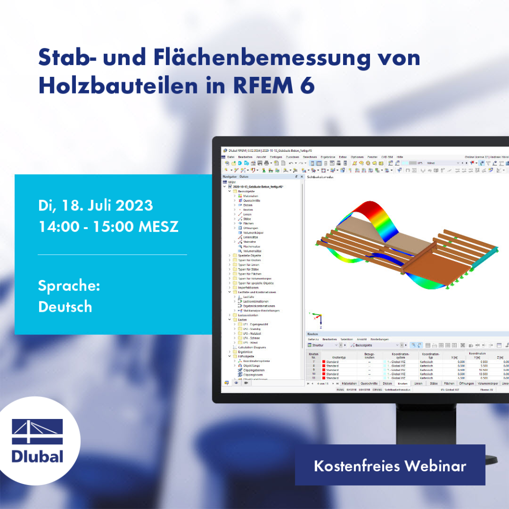 Stab- und Flächenbemessung von Holzbauteilen in RFEM 6