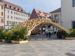 Holzgitterschale "Moritzplatz Demonstrator" in Augsburg | © Digital Timber Construction DTC, TH Augsburg