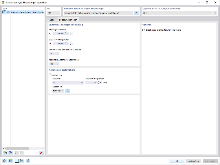 FAQ 005397 | Kann ich in RFEM 6 oder RSTAB 9 die Belastung stufenweise erhöhen?