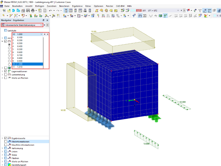 FAQ 005397 | Kann ich in RFEM 6 oder RSTAB 9 die Belastung stufenweise erhöhen?