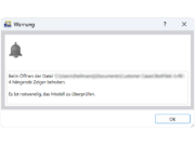 FAQ 005402 | Ich erhalte beim Öffnen einer Modelldatei die Warnmeldung, dass "hängende Zeiger behoben" wurden. Was bedeutet dies?