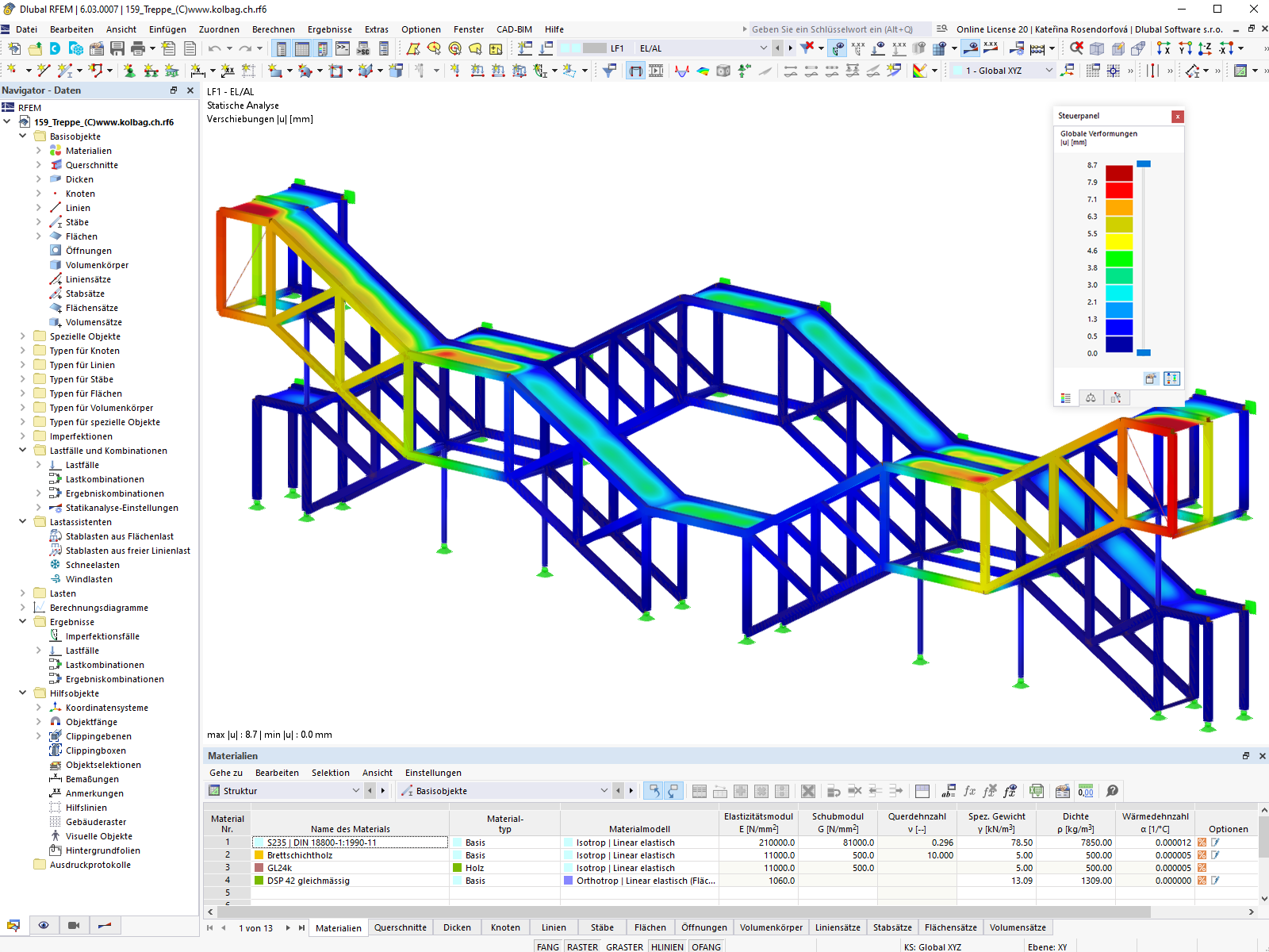 Verformung der Holzkonstruktion in RFEM