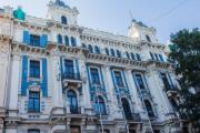 Ansicht einer Hausfassade im Jugendstil-Viertel, Riga (Lettland)
