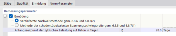Anfangszeit der zyklischen Belastung auswählen