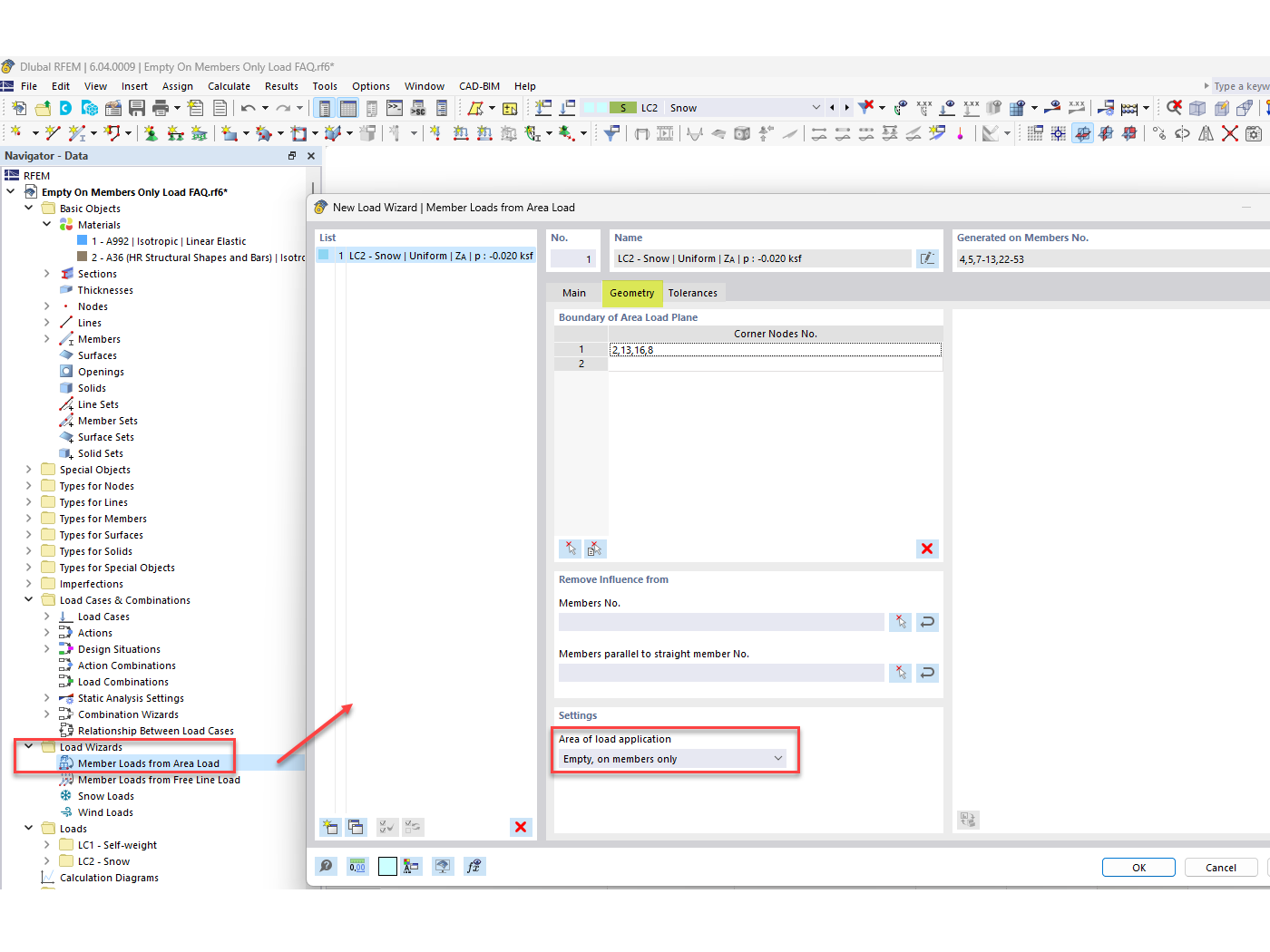 FAQ 005426 | Wie kann man in RFEM 6 Flächenlasten auf eine offene Struktur aufbringen?